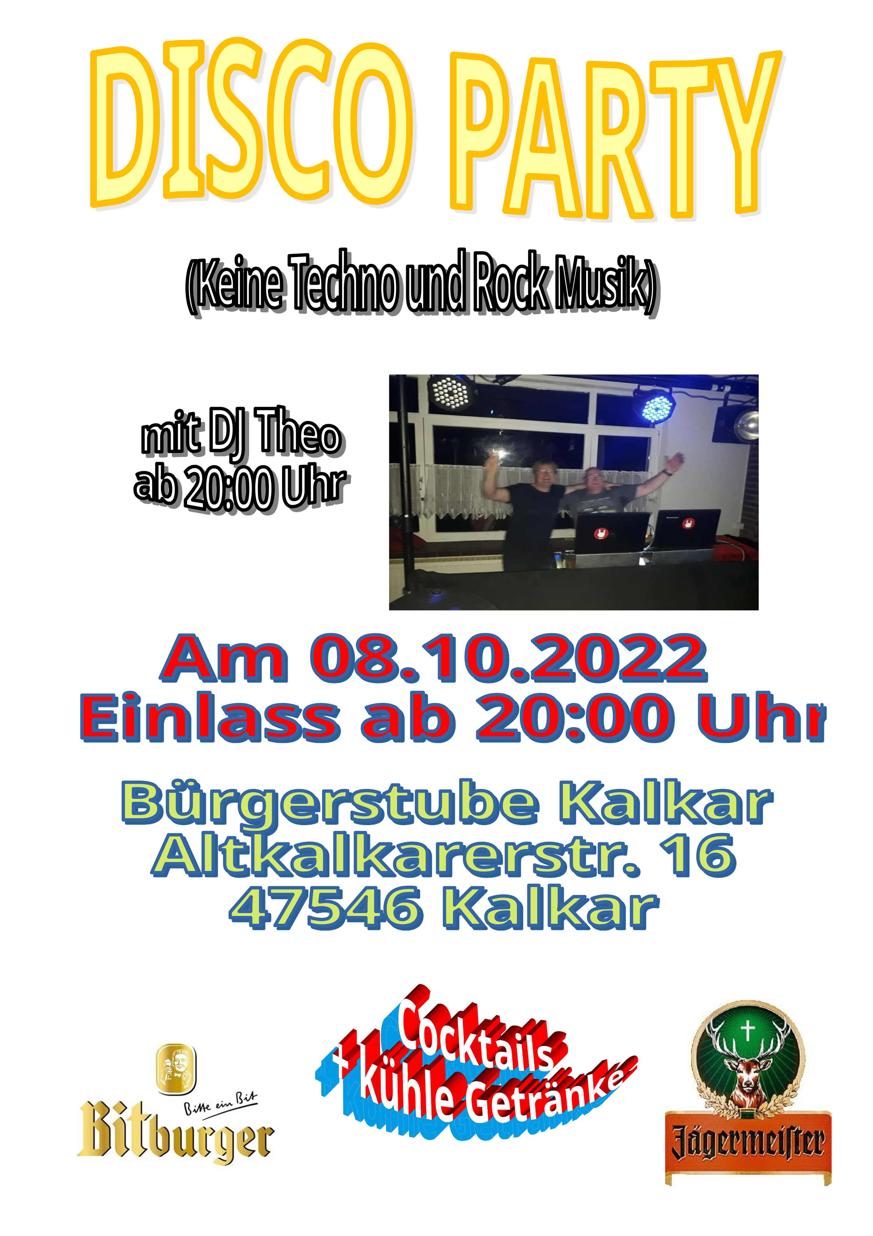 Disco Party Bürgerstube Kalkar 08.10.2022