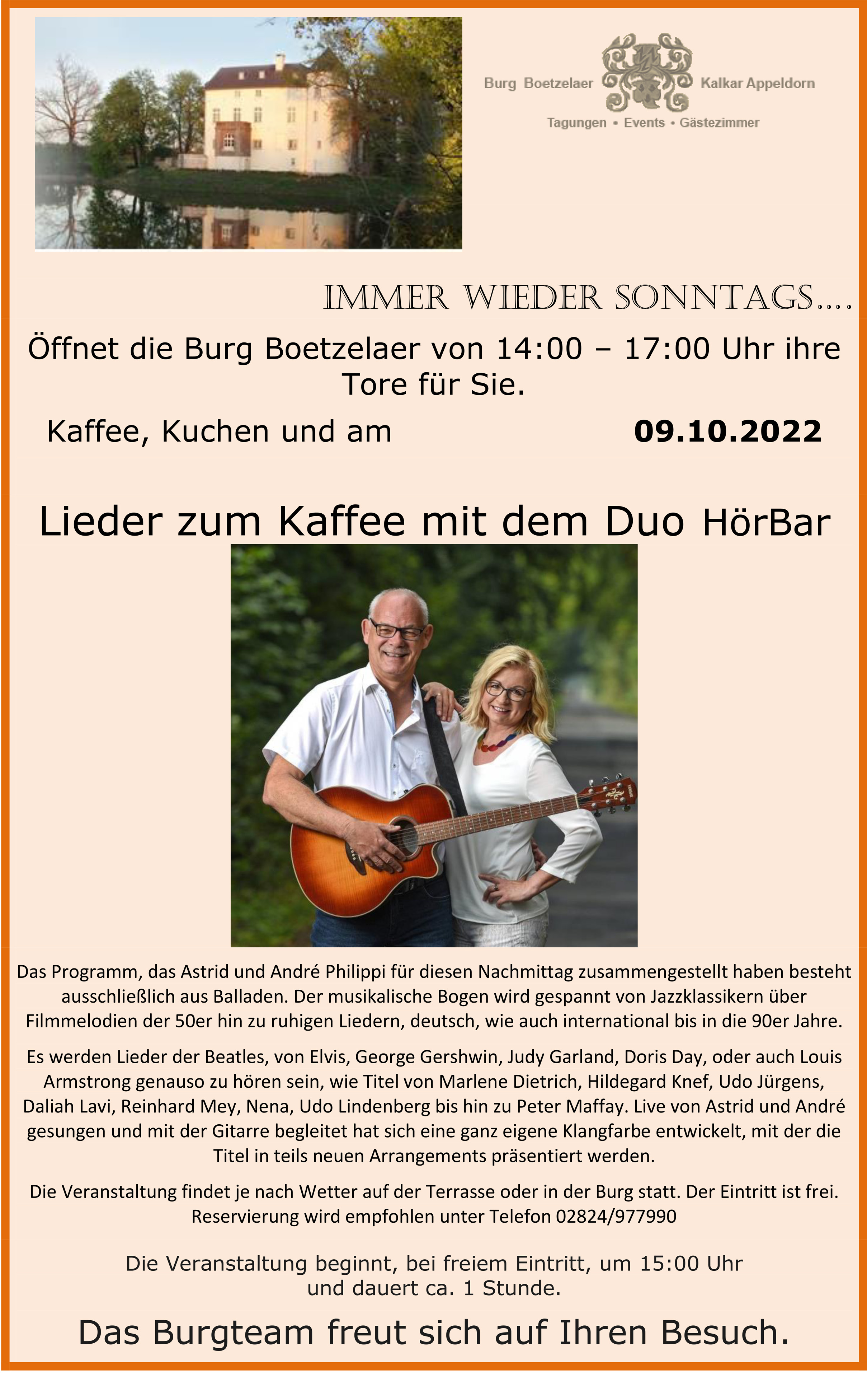 Duo Hörbar in der Burg Boetzelaer 09.10.2022