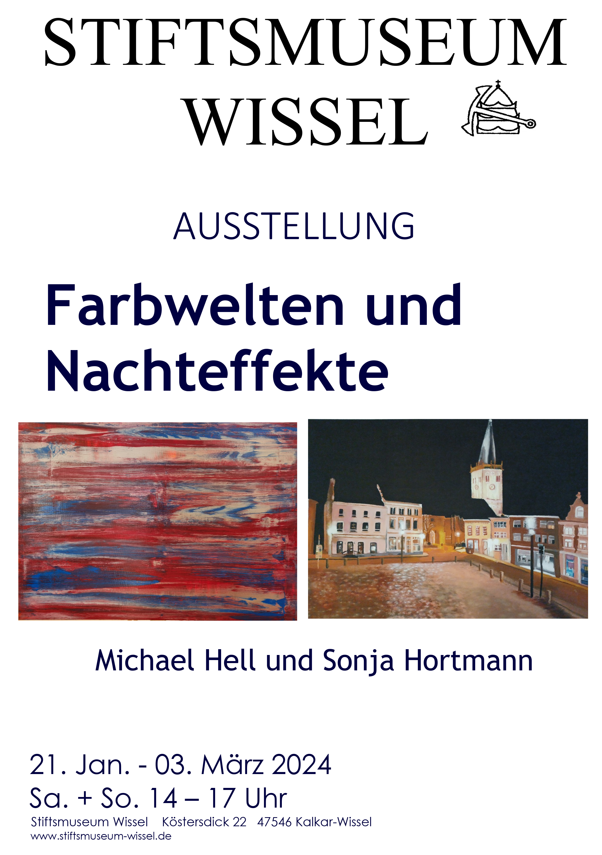 Plakat Ausstellung Stiftsmuseum Wissel, Farbweltern und Nachteffekte