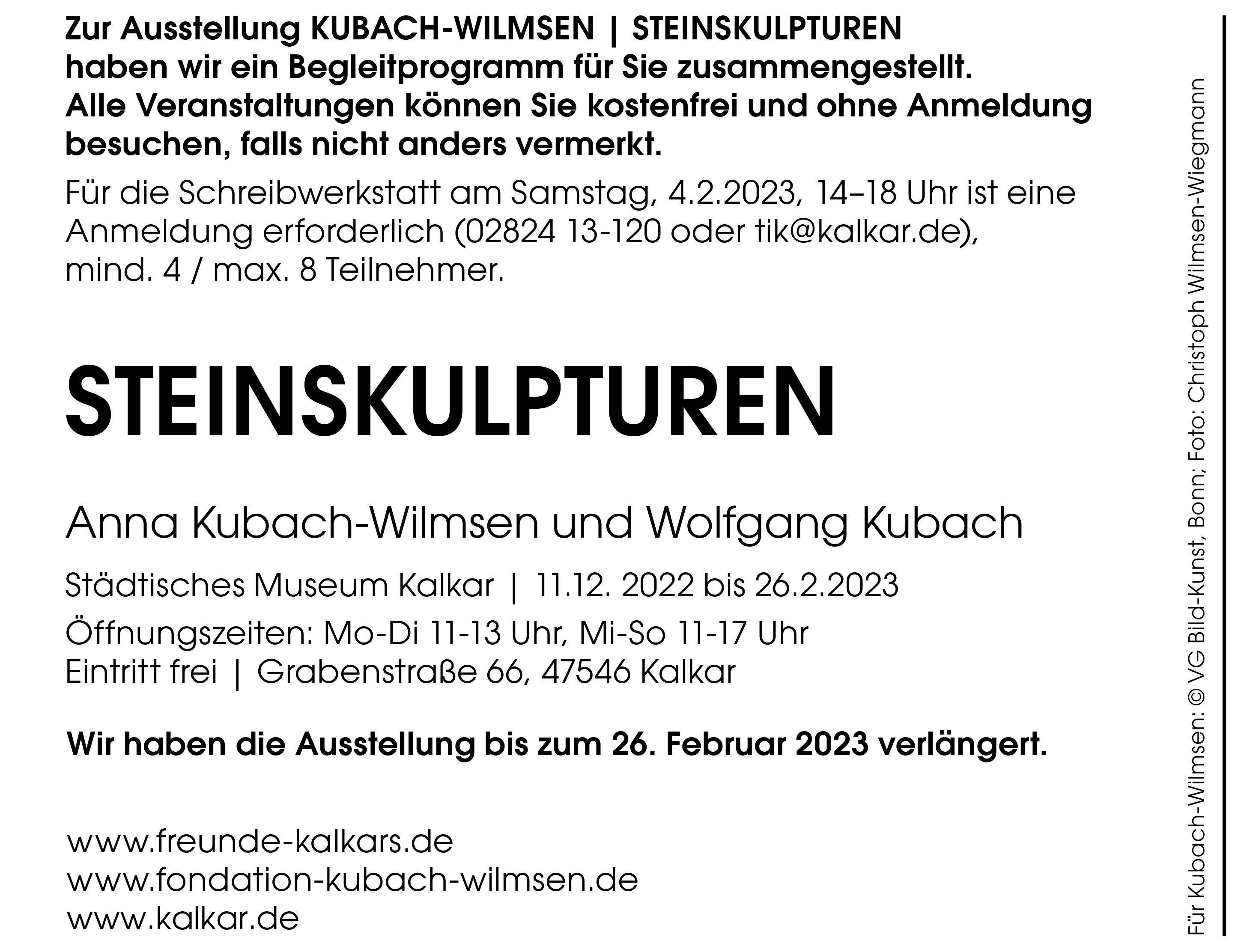 Programm zur Ausstellung Kubach-Wilmsen, Seite 2