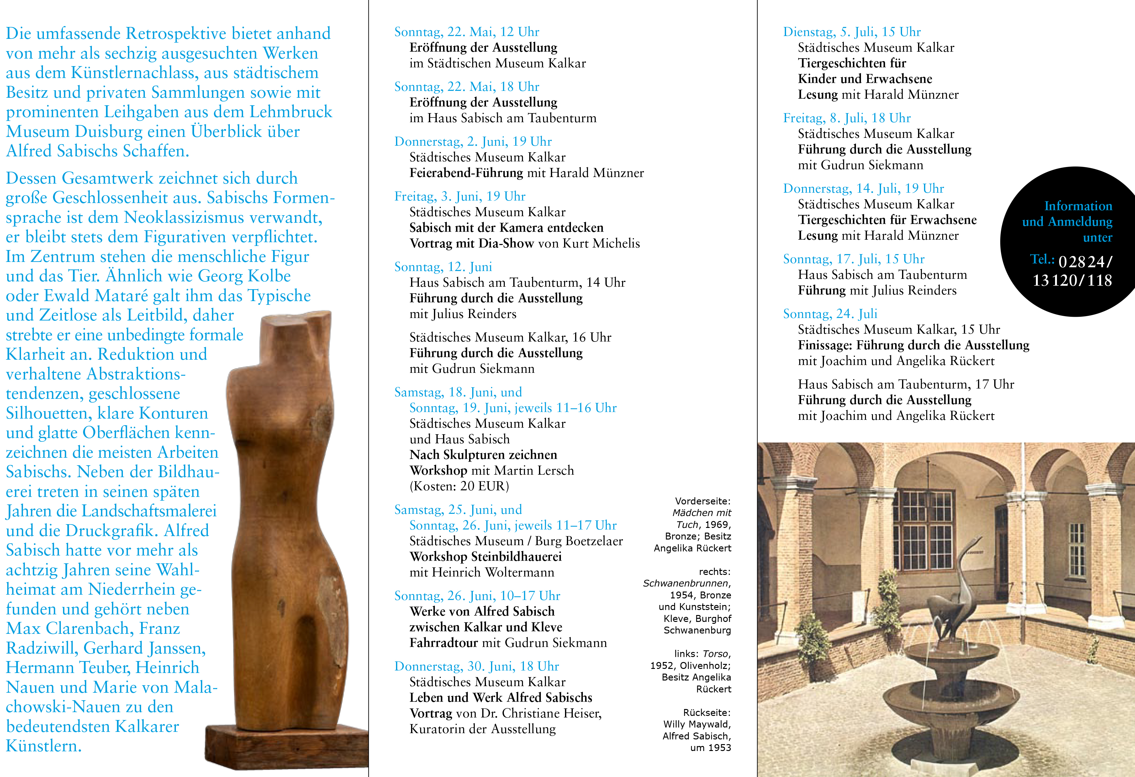 Programm der Sabisch-Ausstellung im Städtischen Museum Kalkar 2022, Seite 2