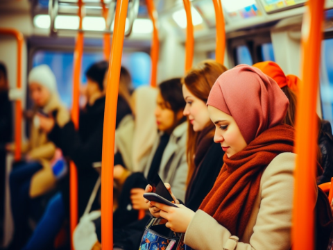 Das Bild zeigt Schülerinnen und Schüler in einem Bus. 