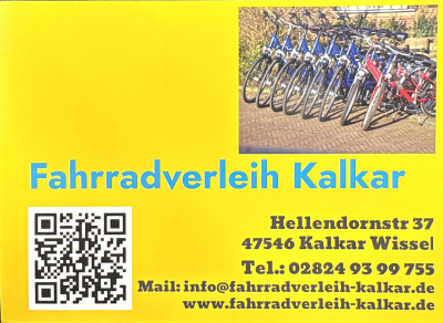 Fahrradverleih Kalkar Fahrradverleih Kalkar, Postkarte mit Kontaktdaten