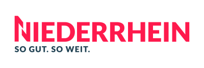 Logo Niederrhein Tourismus GmbH mit dem Text: Niederrhein. So gut. So weit.