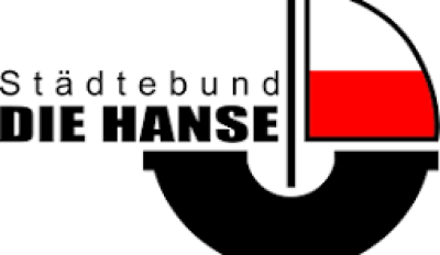 Logo des Städtebunds DIE HANSE mit einer stilisierte Kogge mit rot-weißem Segel