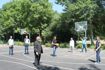 Das Bild zeigt die Streetball-Anlage in Kalkar.