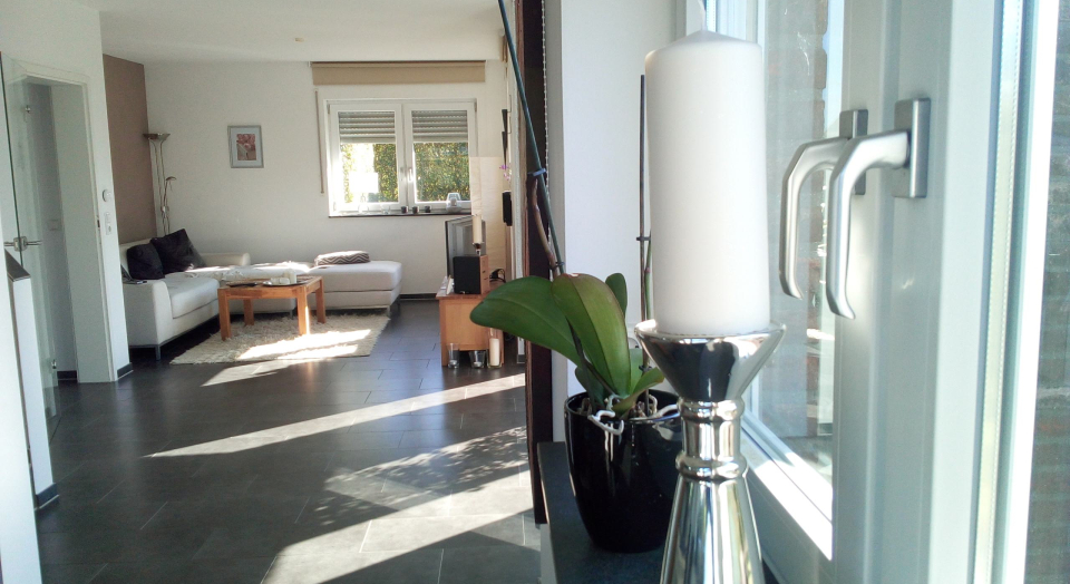 Ferienhaus Kalkar, Ansicht vom Flur und Wohnbereich