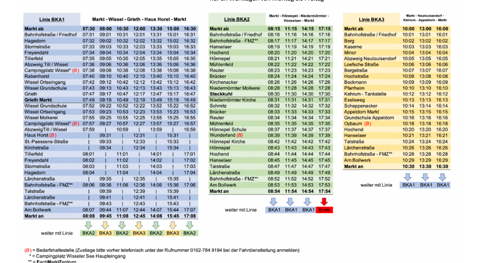 Das Bild zeigt den Bürgerbus-Fahrplan ab 2022.