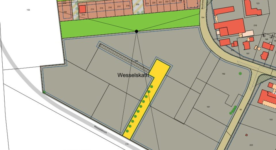 Das Foto zeigt den Bebauungsplan der Ausweisung von Gewerbeflächen.