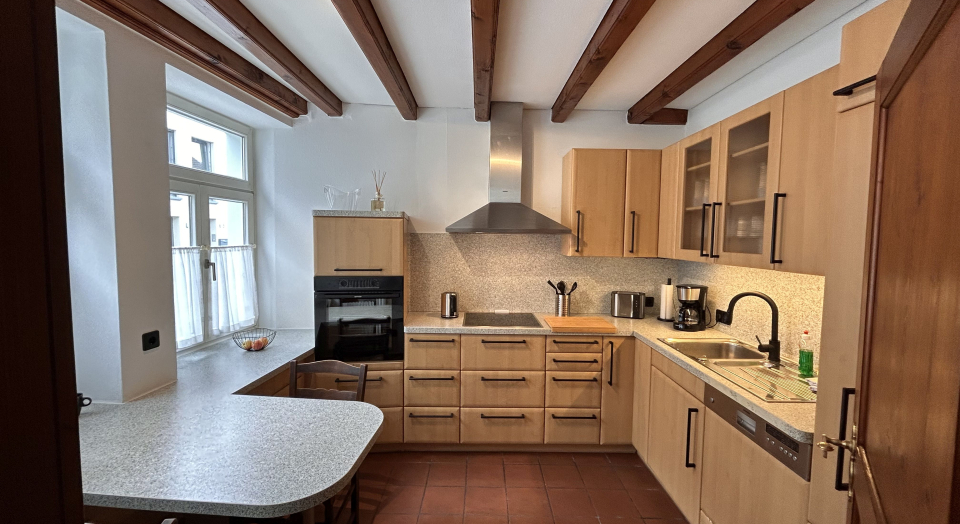 Das Foto zeigt die Küche der Unterkunft:  "Ferienhaus Niederrhein Kalkar "Traumhaus in klein am Niederrhein"".