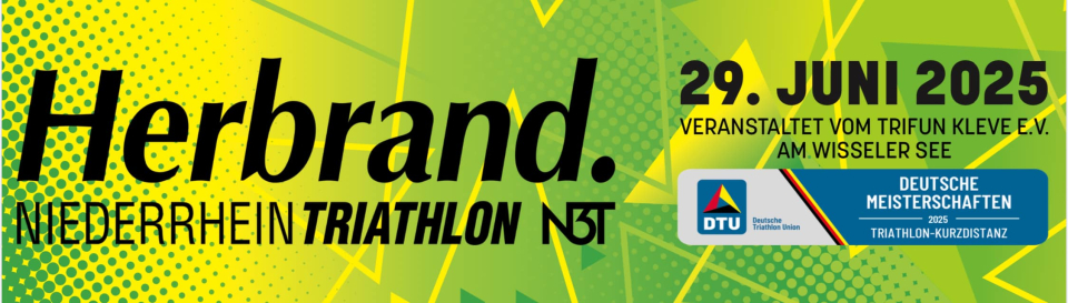Flyer zur Ankündigung des 7. Herbrand Niederrhein Triathlons am 29.06.2025