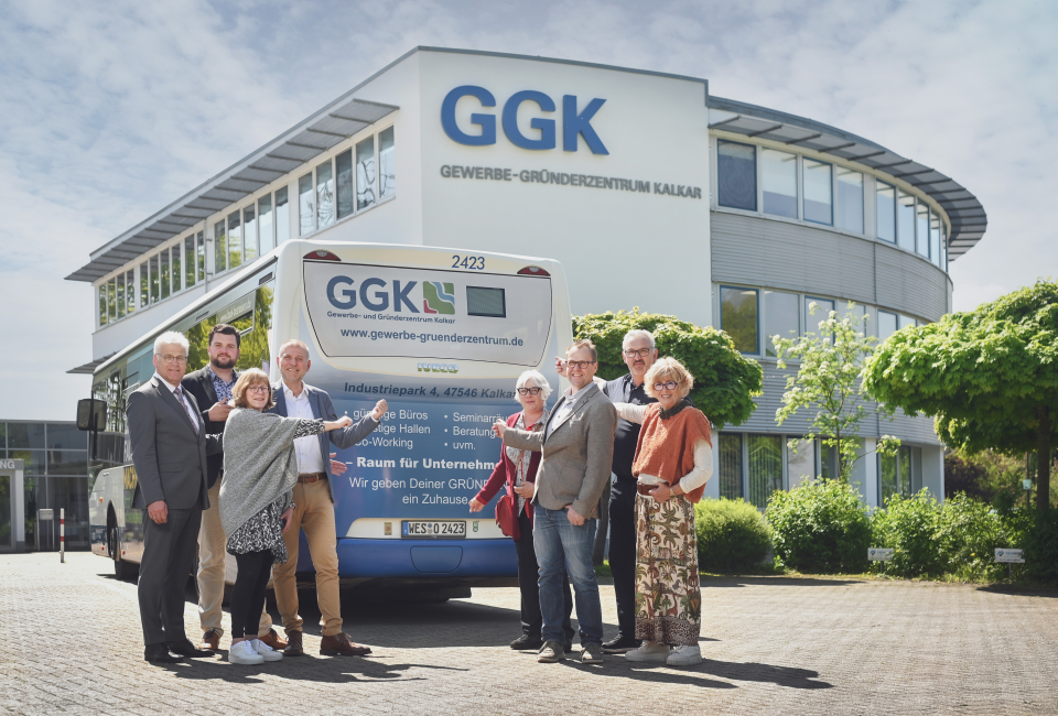 Werbung für das Gründerzentrum Kalkar auf NIAG-Bussen