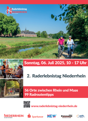Plakat mit Informationen zum 2. Raderlebnistag Niederrhein 2025
