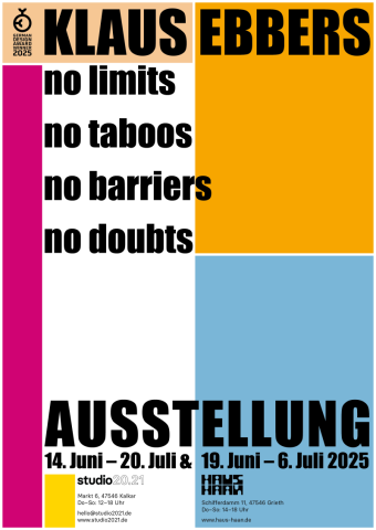 Das Foto zeigt das Plakat zur Ausstellung mit Werken von Klaus Ebbers im studio20.21 und Haus Haan.