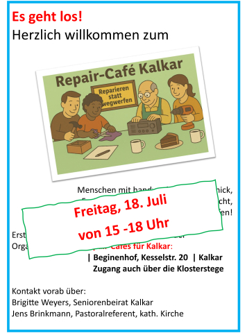 Das Foto zeigt das Plakat für das Repaircafe.
